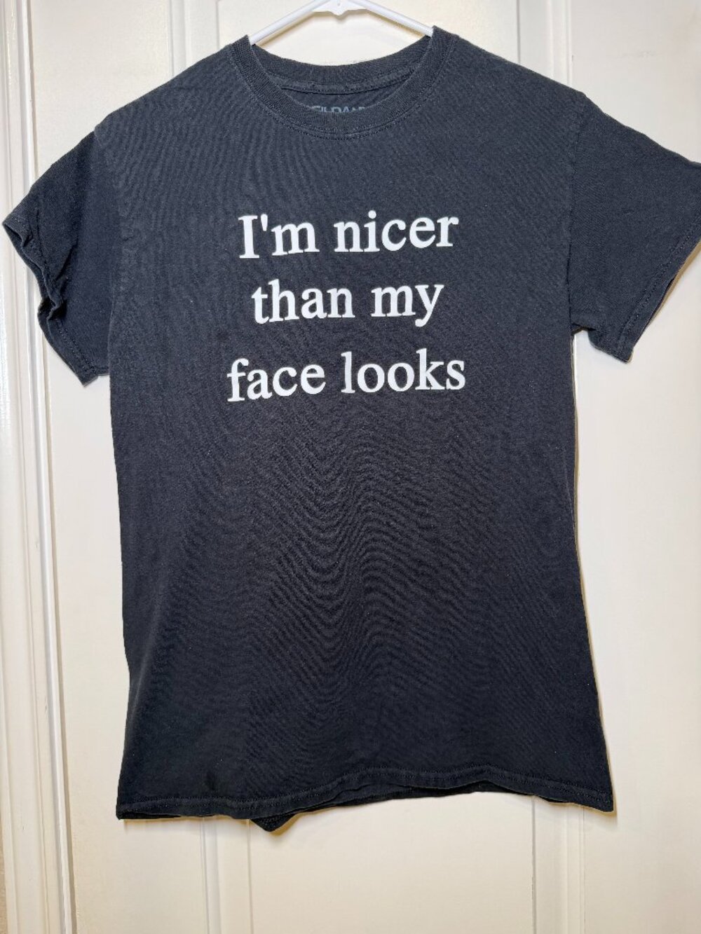Funny but True Tee shirt. Women sz Small. Black and White.